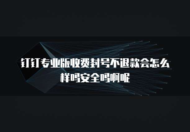 钉钉专业版收费封号不退款会怎么样吗安全吗啊呢