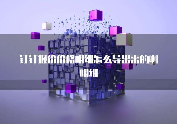 钉钉报价价格明细怎么导出来的啊明细