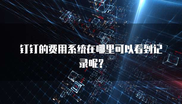 钉钉的费用系统在哪里可以看到记录呢?