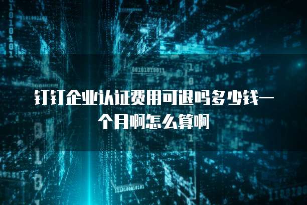 钉钉企业认证费用可退吗多少钱一个月啊怎么算啊