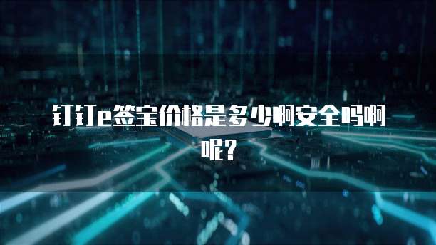 钉钉e签宝价格是多少啊安全吗啊呢?