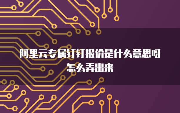 阿里云专属钉钉报价是什么意思呀怎么弄出来