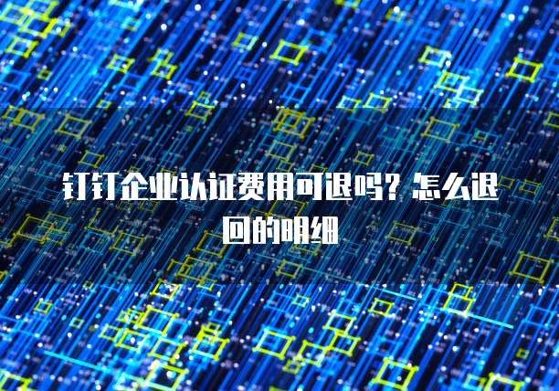 钉钉企业认证费用可退吗?怎么退回的明细