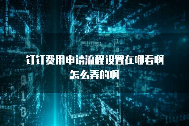 钉钉费用申请流程设置在哪看啊怎么弄的啊