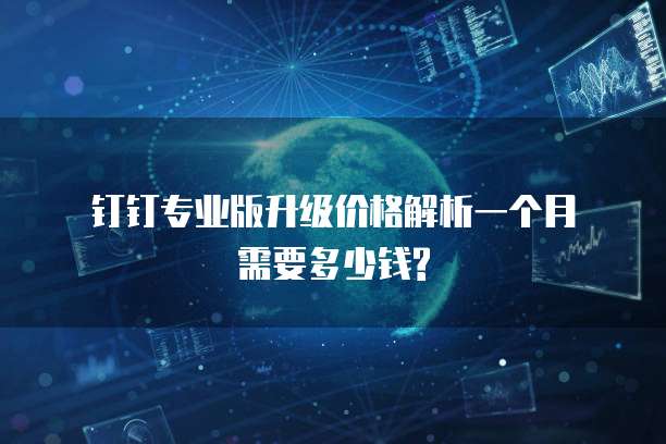 钉钉专业版升级价格解析一个月需要多少钱?
