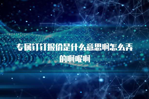 专属钉钉报价是什么意思啊怎么弄的啊呢啊
