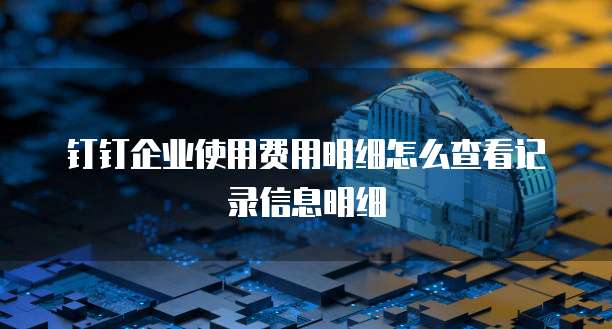 钉钉企业使用费用明细怎么查看记录信息明细