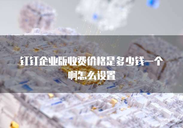钉钉企业版收费价格是多少钱一个啊怎么设置
