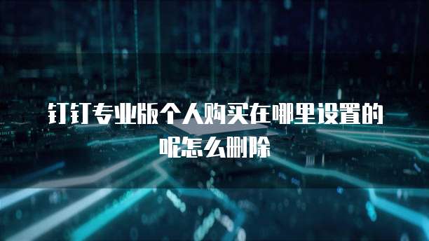 钉钉专业版个人购买在哪里设置的呢怎么删除