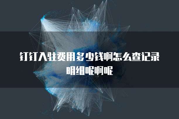 钉钉入驻费用多少钱啊怎么查记录明细呢啊呢