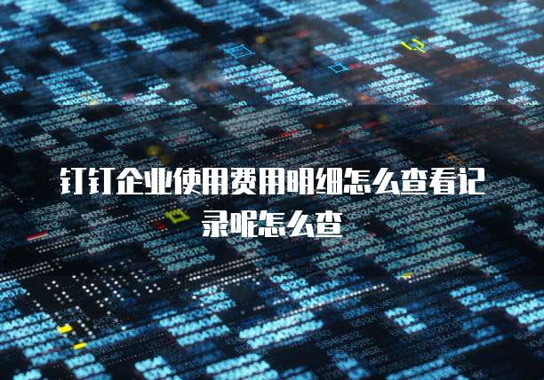 钉钉企业使用费用明细怎么查看记录呢怎么查