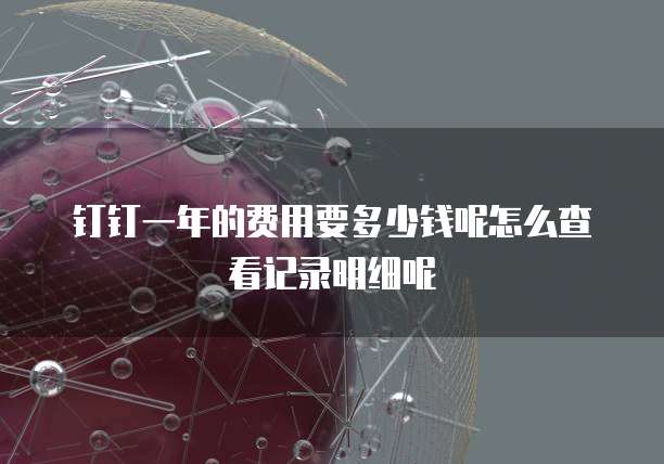 钉钉一年的费用要多少钱呢怎么查看记录明细呢