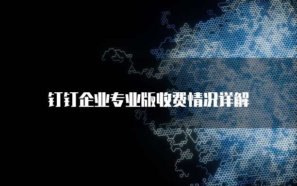 钉钉企业专业版收费情况详解