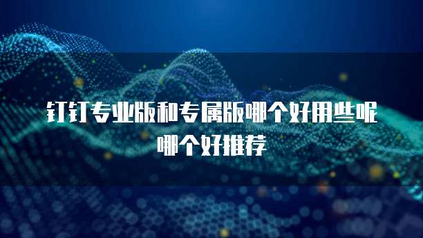钉钉专业版和专属版哪个好用些呢哪个好推荐