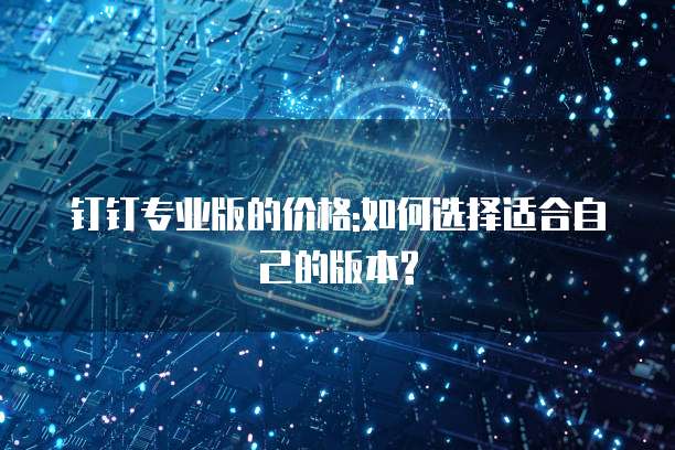 钉钉专业版的价格:如何选择适合自己的版本?