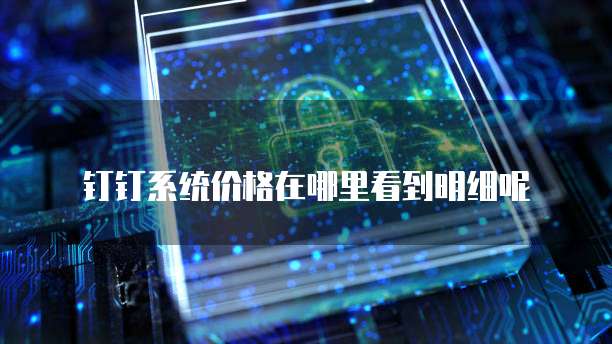 钉钉系统价格在哪里看到明细呢