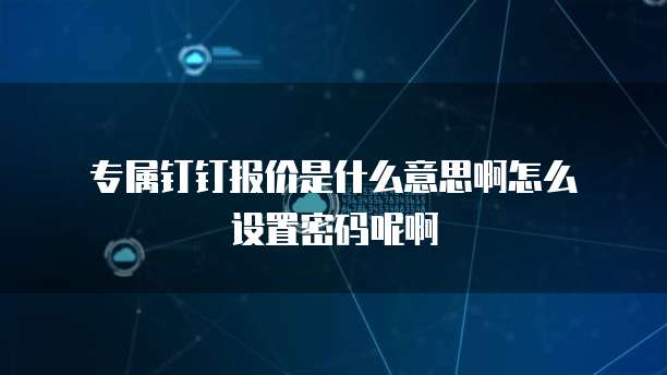 专属钉钉报价是什么意思啊怎么设置密码呢啊