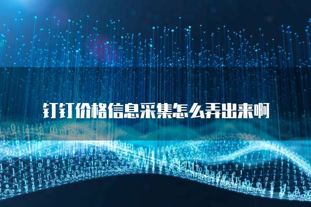 钉钉价格信息采集怎么弄出来啊