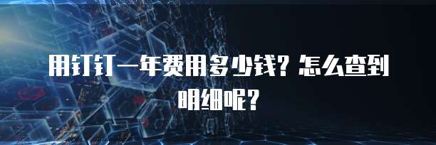 用钉钉一年费用多少钱?怎么查到明细呢?
