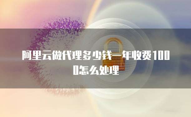 阿里云做代理多少钱一年收费1000怎么处理