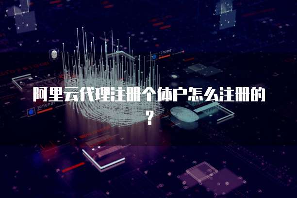 阿里云代理注册个体户怎么注册的?