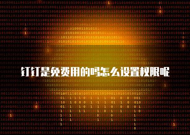 钉钉是免费用的吗怎么设置权限呢