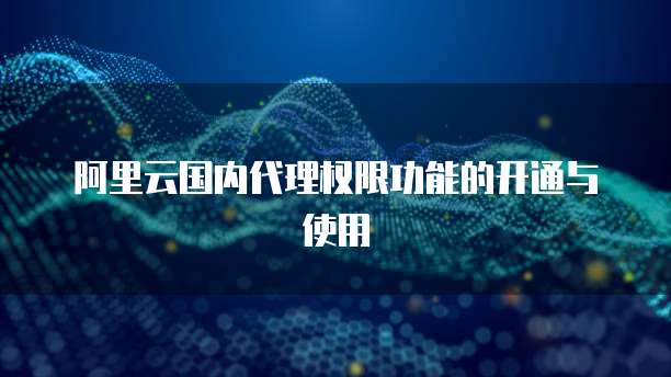 阿里云国内代理权限功能的开通与使用