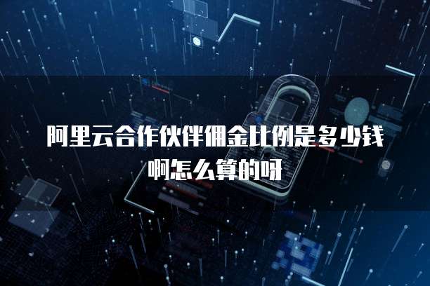 阿里云合作伙伴佣金比例是多少钱啊怎么算的呀