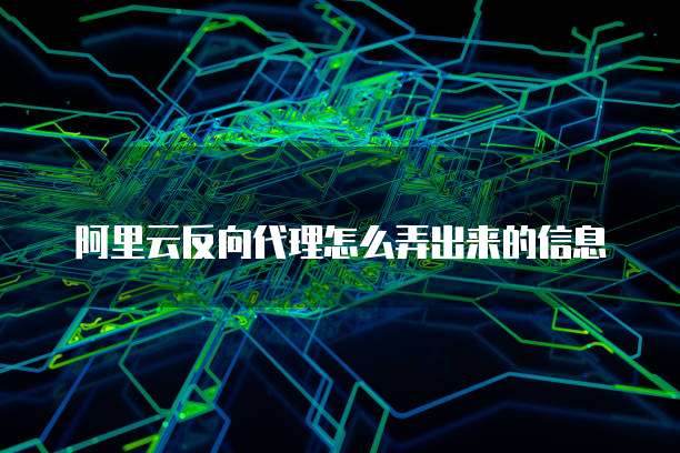 阿里云反向代理怎么弄出来的信息