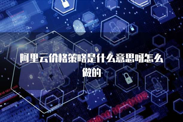 阿里云价格策略是什么意思呀怎么做的