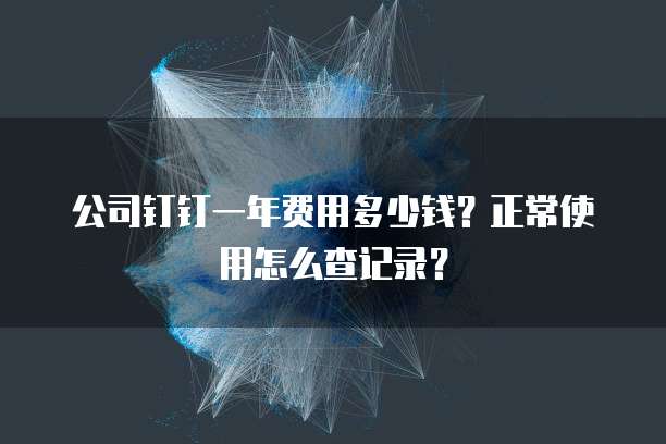公司钉钉一年费用多少钱?正常使用怎么查记录?