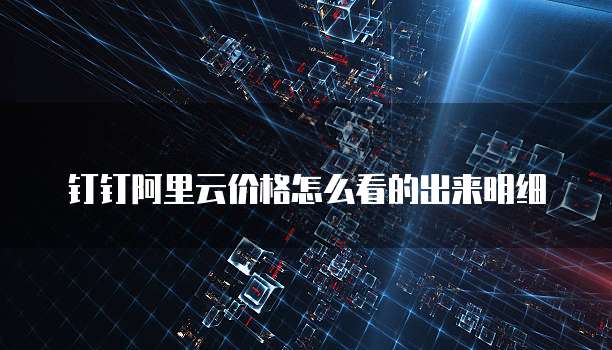 钉钉阿里云价格怎么看的出来明细
