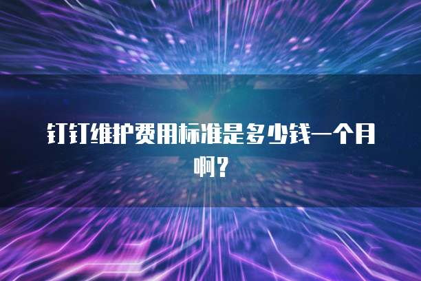 钉钉维护费用标准是多少钱一个月啊?
