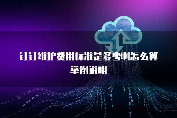 钉钉维护费用标准是多少啊怎么算举例说明