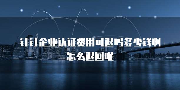 钉钉企业认证费用可退吗多少钱啊怎么退回呢