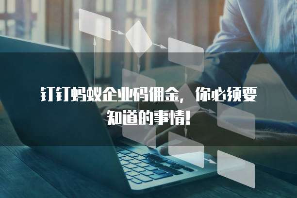 钉钉蚂蚁企业码佣金,你必须要知道的事情!