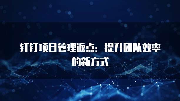 钉钉项目管理返点:提升团队效率的新方式