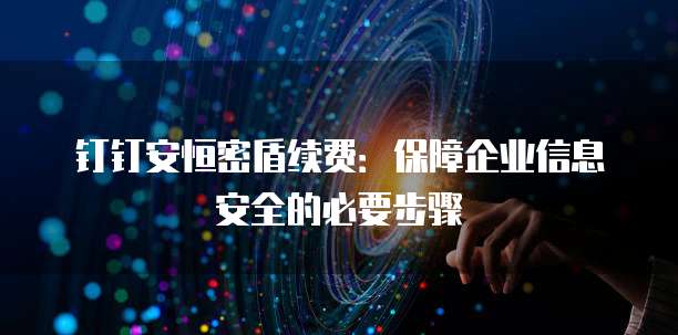 钉钉安恒密盾续费:保障企业信息安全的必要步骤