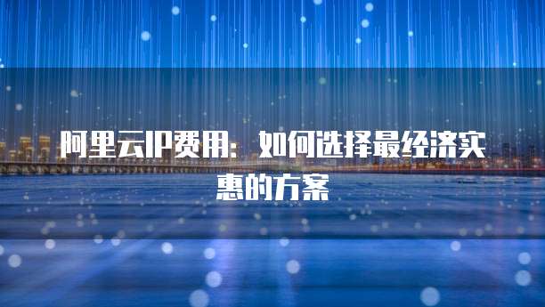阿里云IP费用:如何选择最经济实惠的方案