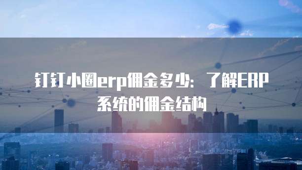 钉钉小圈erp佣金多少:了解ERP系统的佣金结构