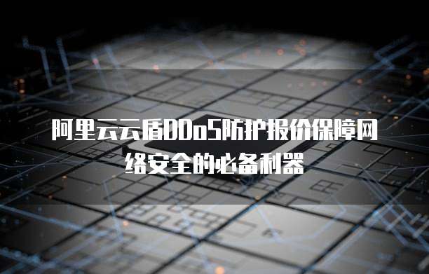 阿里云云盾DDoS防护报价保障网络安全的必备利器
