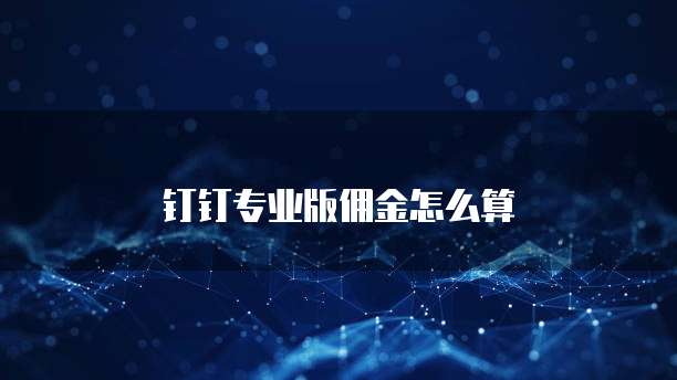 钉钉专业版佣金怎么算