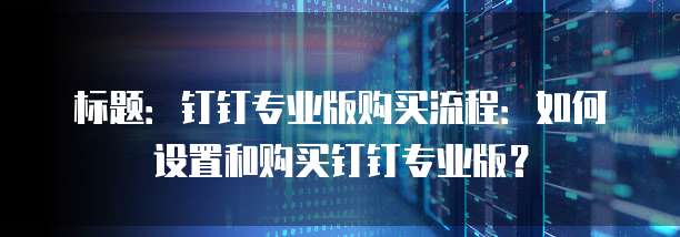 标题：钉钉专业版购买流程：如何设置和购买钉钉专业版？