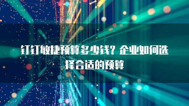 钉钉敏捷预算多少钱？企业如何选择合适的预算