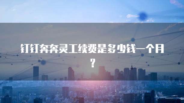 钉钉奔奔灵工续费是多少钱一个月?