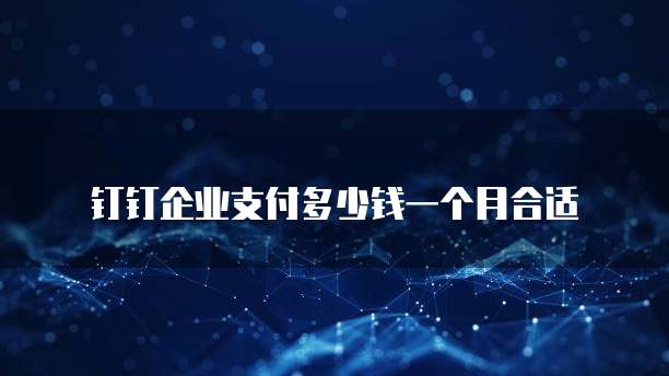 钉钉企业支付多少钱一个月合适