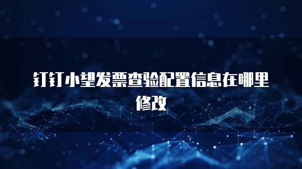钉钉小望发票查验配置信息在哪里修改