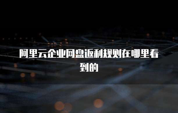阿里云企业网盘返利规则在哪里看到的