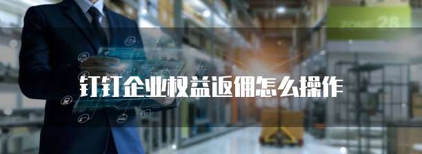 钉钉企业权益返佣怎么操作