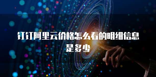 钉钉阿里云价格怎么看的明细信息是多少